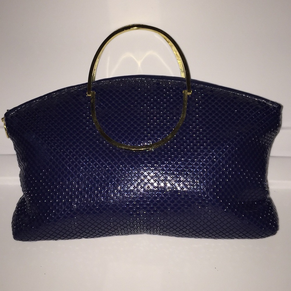 Vintage Navy Blue  Mesh Clutch